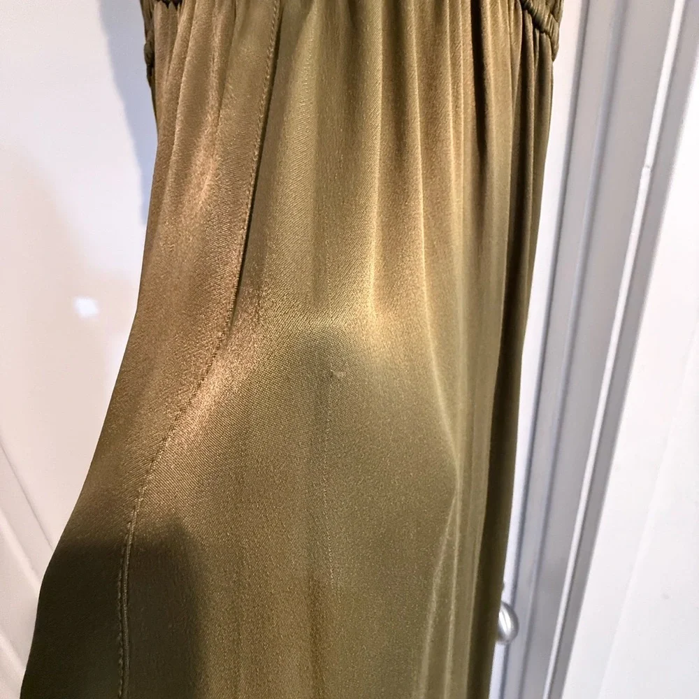 Anthropologie Wide Leg Smocked Top Jumpsuit, Olive Green, Sz MED - Picture 8 of 9